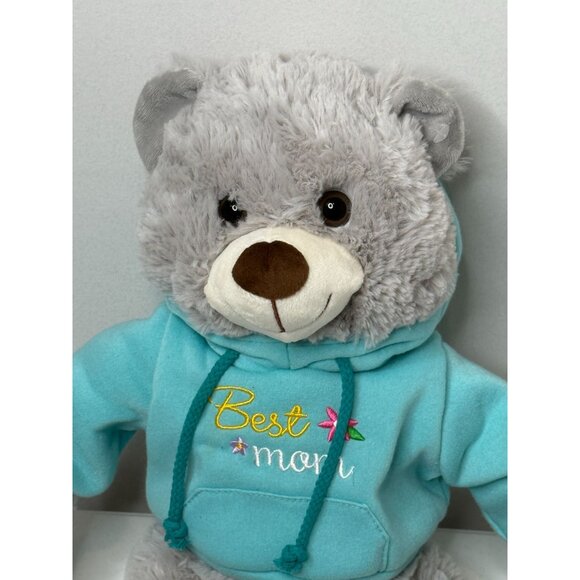Mothers Day Best Mom Teddy Bear Stuffed Animal Toy Plush Plushie Gift Gray Blue - Picture 2 of 14